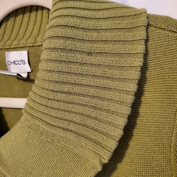 CHICO'S woman's long sleeve button up cardigan sweater Green size. 0/sm - Picture 7 of 8